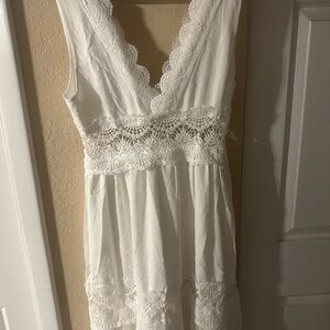 Women's White Lace Trim Sleep Dress - Brand